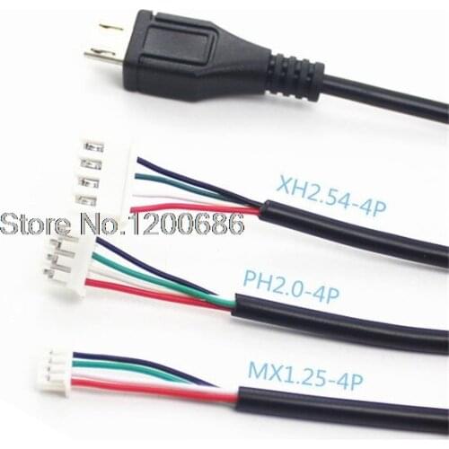 0.3M 30CM MICRO USB Female Jack to XH2.54 1.25 ZH1.5 PH2.0 XH2.54 dupont 2.54 4P wire cable harness