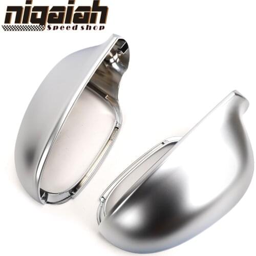 1:1 Replacement Silver Mirror Caps ABS Matt Chrome Car Side Mirror Covers for Volkswagen Golf 6 Plus Golf 5 R32 Jetta Passat R36