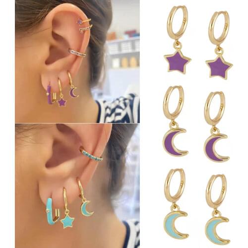 1 Pair Gold White Pink Blue Black Enamel Smile Drop Earring Ear Clips Pendiente Summer JewelryHoop Earrings for Women Gift 2022