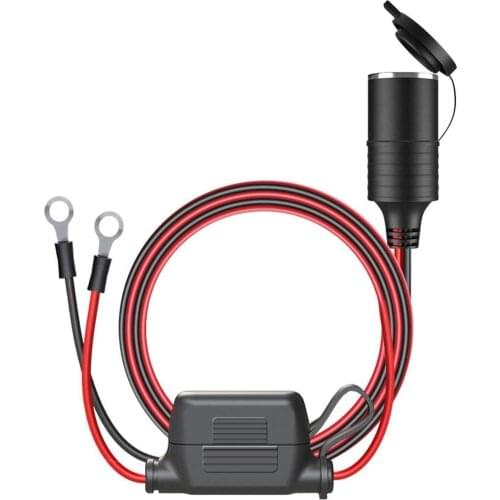 12FT 12V 24V Car Cigarette Lighter Female Socket Extension Cable with Eyelet Terminal O Ring Terminal Connector for Car Inverter