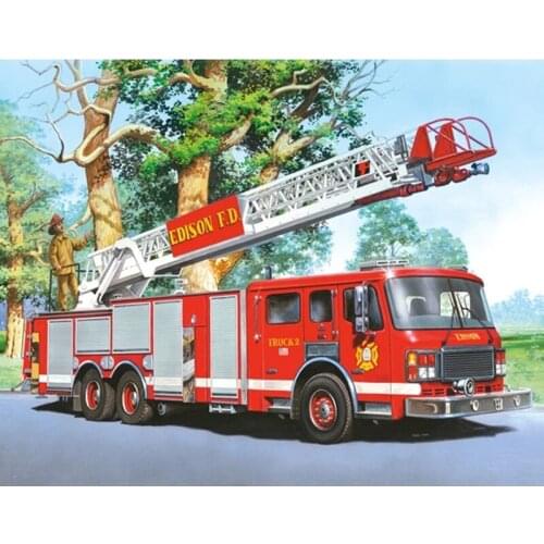 5D DIY Full Square/Round Drill Diamond Painting Cross Stitch "Fire Truck" Rhinestone Embroidery Home Mosaic Decor Gift P816