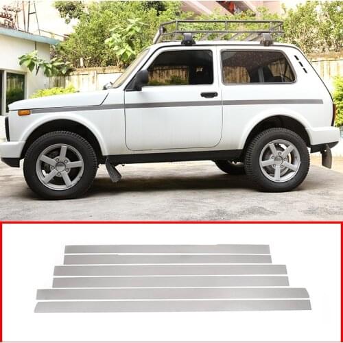 6pcs Stainless Steel Matte Silver Car Exterior Door Decoration Strips Protector Trim For LADA NIVA Accessories