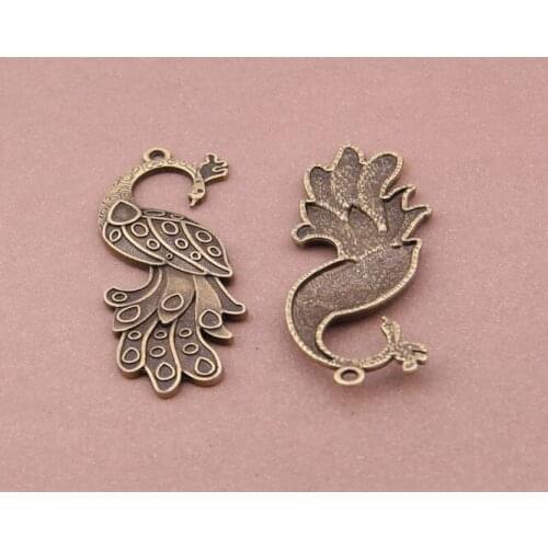 62*26mm 8pcs Antique Bronze Peacock Plated Pendants Making DIY Handmade Jewelry
