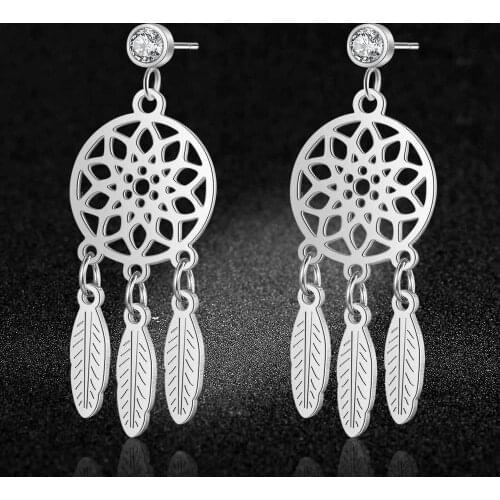 AAAAA Quality 100% Stainless Steel Dream Catcher Earring for Women Gift Wedding Party Earrings Jewelry