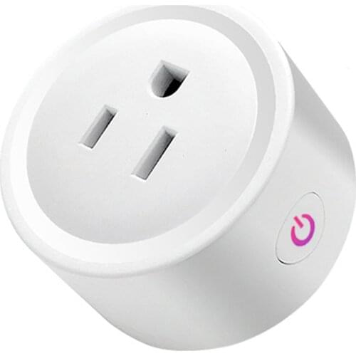 WiFi Wireless Smart Mini Socket Mobile Remote Control Timer Voice Control Socket Wall Plug Power Socket US Plug-White