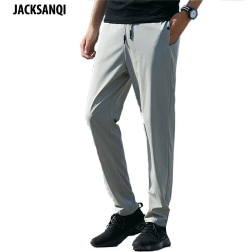 JACKSANQI Ice Silk Elastic Men Hiking Pants Camping Summer Outdoor Sports Breathable Climbing Trekking Quick Dry Trousers RA470