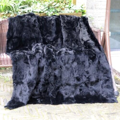 CX-D-11D 218x218cm Patchwork Genuine Rabbit Fur Wholesale Blankets ~ DROP SHIPPING