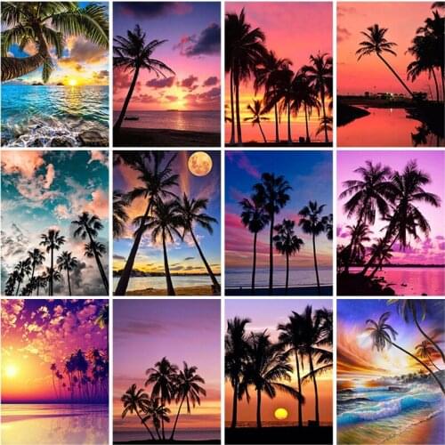 DIY 5D Diamond Painting Seascape Sunset Diamond Embroidery Landscape Cross Stitch Full Round/Square Drill Resin Home Decor Gift
