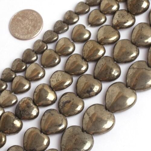 Heart shape natural pyrite stone beads natural stone beads DIY loose beads for jewelry making strand 15 inches wholesale