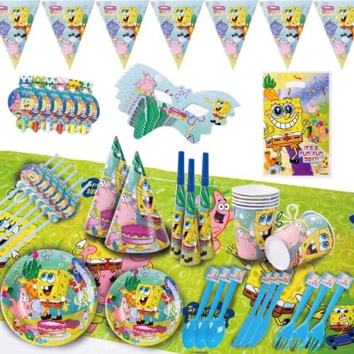 Sponge birthday party baby decoration disposable tableware cup / plate / napkin / tablecloth decoration