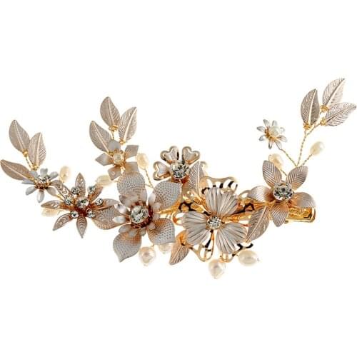 Exquisite crystal Pearl hair comb wedding tiara Bride hair Jewelry