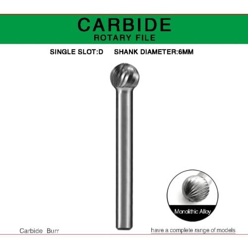 Metal sanding D TYPE Head Tungsten Carbide Rotary file Head Hard Metal Milling Cutter for copper die grinder bits for metal