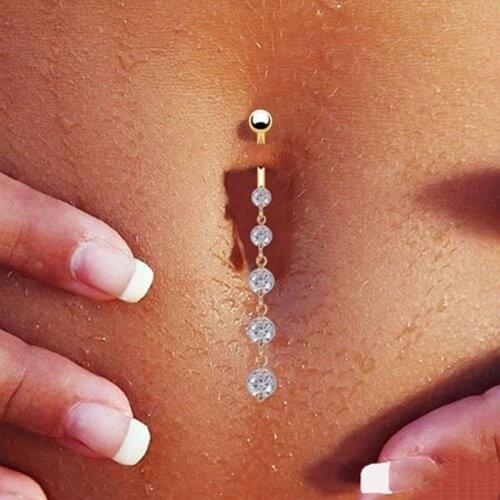 Fashion Women Girl Drop Body Piercing Dangle Navel Belly Button Bar Barbell Rings Jewelry