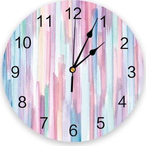 Rainbow Stripes 3d Wall Clock Modern Design Farmhouse Decor Kitchen Vintage PVC Round Clock Living Room Decoration