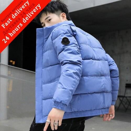 2020 New Winter Men Parka Short Jacket Warm Casual Fashion Jackets Stand Collar Parkas Solid Color Outwear Coat Plus Size 4XL