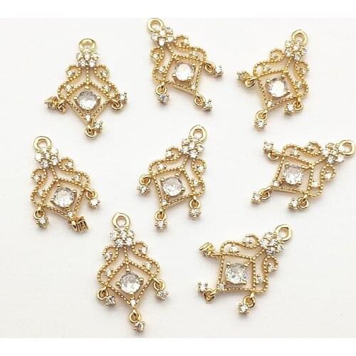 New Arrival! 25x13mm 50pcs Cubic Zirconia Copper Charm For Handmade Necklace Earring DIY Parts Jewelry Findings & Components