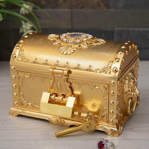New Arrival Vintage Metal Jewelry Box with Lock Art Craft Home Decoration Storage Cosmetic Mirror Inside Birthday Gift