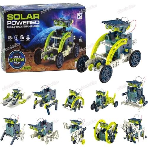 NEW Stem Toys Creative Educational Toys Solar Powered Robot Toys 12 in 1 Science Kit Building Blocks DIY Toys For Boys Kids