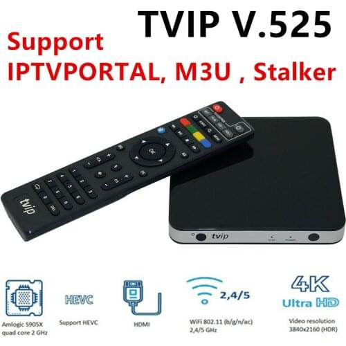 Original Hot TVIP.525 4K 2.4/5G WiFi TV BOX 1G 8G S905W Quad Core TVIP S-Box V.525 Youtube Work on Linux iptv TV Box TVIP525