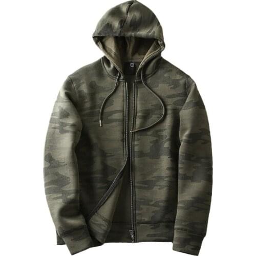 Autumn New Army Green Hoodies Sweat Men Loose Camouflage Military Print Casual Space Cotton Sweatshirts Zipper Coat