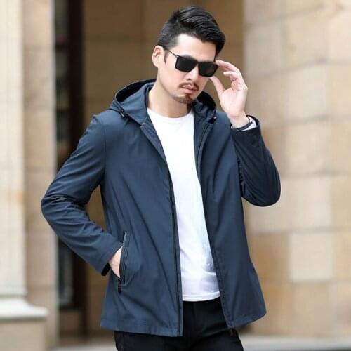 Middle-aged Mens Autumn Jacket 2021 Spring and Autumn Korean Casual Jacket Thin 30-50 Years Old Hooded Windbreaker