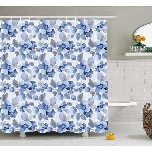 Shabby Chic Shower Curtain Watercolor Paintbrush Camellia Petals Perennial Romance Sprout Feminine Artsy Print Bathroom Curtains