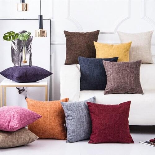 Meijuner Simple Solid Pillow Cover Cotton Linen Plain Pillowcases Decorative Living Room Cushion Covers For Sofa Home Car