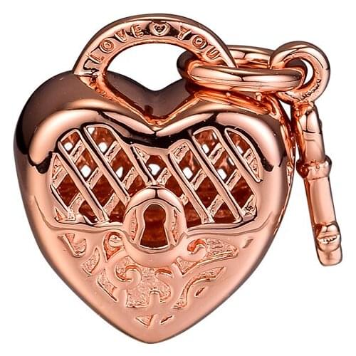 CKK Love You Lock Charm Bead Rose Gold Fit Original Bracelets sterling silver jewelry woman DIY beads for jewelry making