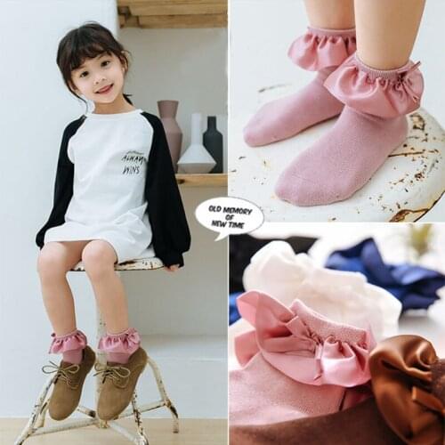 Baby Girl Toddler Silk lace socks Cotton Spring Summer Autumn Socks Lace Ruffled Flower Edge Solid Cute Socks 2-8Years