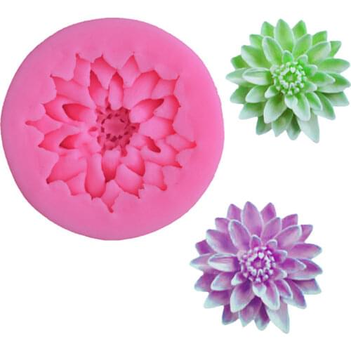 3D Beautiful Lotus chrysanthemum Flowers Mold wedding cake decorating tools DIY baking fondant silicone mold Chocolate mould