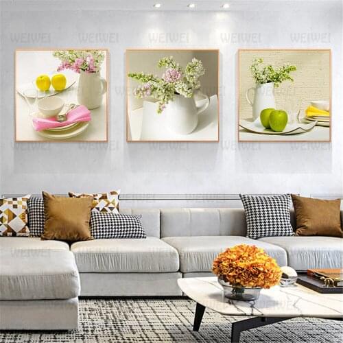 Modern Nordic Kitchen Decor Flower Food Canvas Wall Art Pictures Poster for Dinig Room Home Decoration Restaurant Painting Weiwe