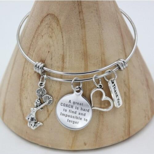 Thank You Chearleader Cheering Gifts Trainer Bracelet Stainless Steel Bangle A Great-COACH Trainer Teacher Gifts Jewelry Pulsera