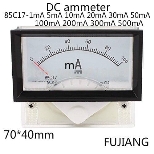 Pointer type DC ammeter 85C17 20mA 0-50mA DC micro ammeter head Rectangle Shaped Vertical Mounted Analog Ammeter Ampere Meter
