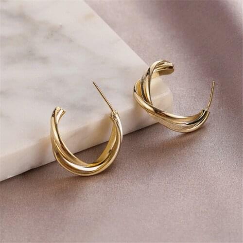 Twist Earrings Cross Knotted Earring Fashion Distortion Interweave Metal Semicircle Geometric Earrings For Women Jewelry Gifts