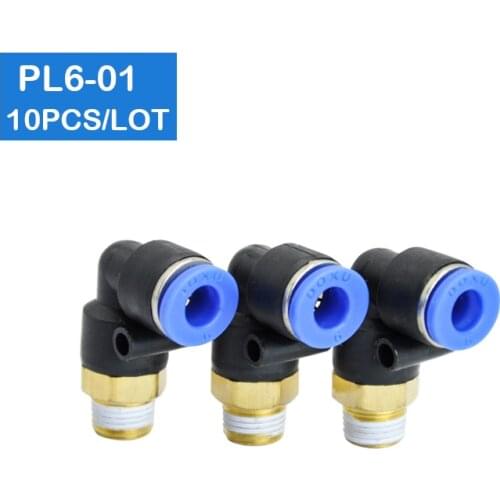 High quality 10Pcs of PL6-01, 6mm Push In One Touch Connector 1/8" Thread Pneumatic Quick Fittings