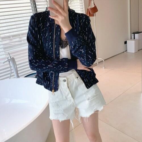 Women Jacket 2021 Raindrop Digital Print Circle Zip Jacket Baseball Jacket Small Jacket