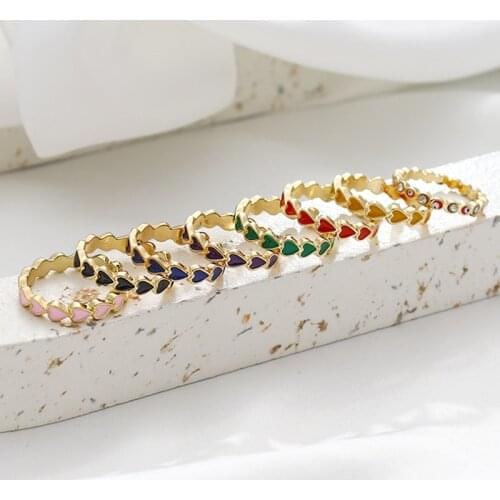Colorful Enamel Heart Surrounded Lovely Stacking Rings for Women Minimalist Gold Rings for Best Friend Cute Heart Ring