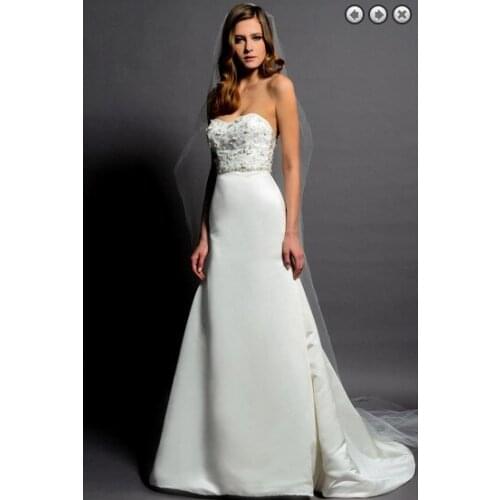 Free shipping new fashion 2018 hot bridal satin bride gown long plus size designer beaded sleeveless bridesmaid dresses