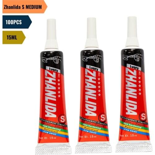 100PCS Zhanlida S Medium Settings 15ML Ivory Contact Adhesive Universal Repair Glue With Precision Applicator Tip