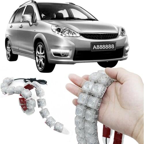 2Pcs Car Daytime Running Light 6 8 10 12 14 16 18 20 Leds COB Flexible Strip Auto DRL Driving Light Fog Lamp 12V 6000K