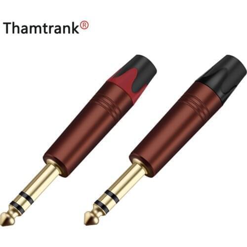 2PCS TS TRS plug 6.35mm jack plug Stereo audio connector 6.35mm Stereo Straight male amplifier microphone