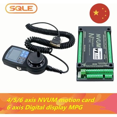 4/5/6 axis NVUM NVEM Mach3 USB Ethernet motion card 200KHz + 6 axis Digital display MPG for CNC router milling machine