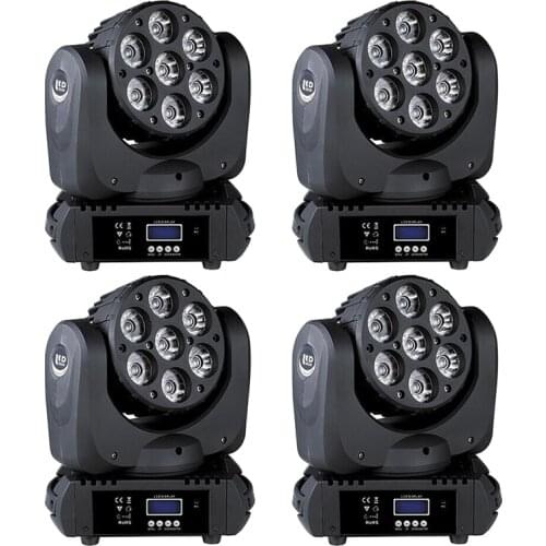 4pcs/lot DJ Stage LED Beam Moving Head Light 7X12W RGBW 4in1 CREE LED Beam Moving Head DMX 16 Channels