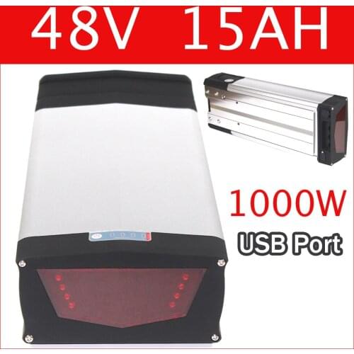 48V 15Ah li ion Electric Bike Battery with 1000W BMS LED light USB 2.0 Port for 48V 8fun battery 48v Ebike