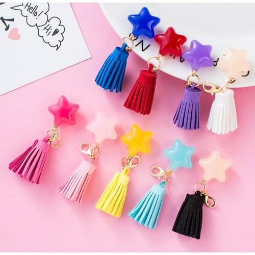 5PCS/Lot DIY Candy Star Tassle Keychain Charms For Jewelry Making Bulk 9 Colors Women Keychains Accessories Charm Wholesale