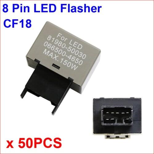50PCS CF18 LED Flasher 8 Pin Relay Module Fix Auto Motor TCar Signal Light Error Flashing Blink 81980-50030 06650-4650 Max 150W
