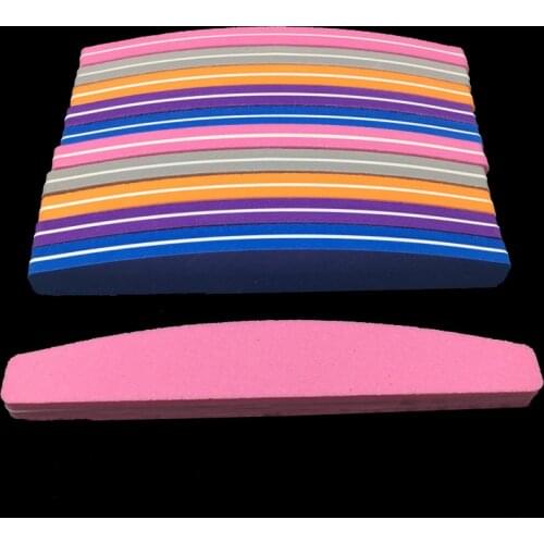 50x Nail Sponge Sandpaper File Buffs For Nail Moon Design 100/180 Sanding Foam Emery Board Nail Files Polisher Buffer Mix Color