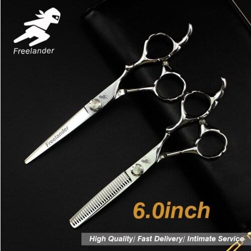 6.0"sale Silver Japanese Hair Scissors 440C Cheap Hairdressing Scissors Thinning Shears Hairdresser Shaver Haircut FM52037 Japan