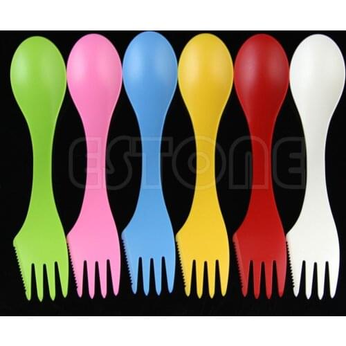 6x Spoon Fork Knife Camping Hiking Utensils Spork Combo Travel Gadget Cutlery
