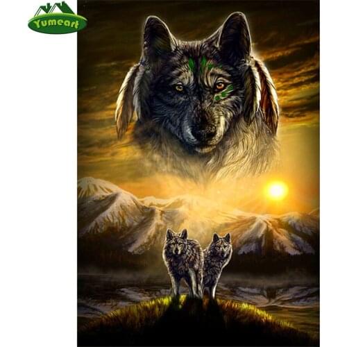 DIY Diamond Embroidery Wolves Night Mountain Moon Square Diamond Painting Cross Stitch Crystal Mosaic Rhinestone Home Decoration